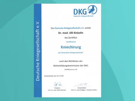 Zertifizierter Kniechirurg der Deutschen Kniegesellschaft (DKG) Kinkelin